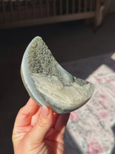 Load image into Gallery viewer, Rainbow druzy amethyst moon with calcite
