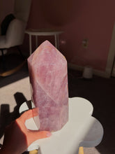 Load image into Gallery viewer, Statement berry colored rose quartz tower
