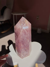 Load image into Gallery viewer, Statement berry colored rose quartz tower
