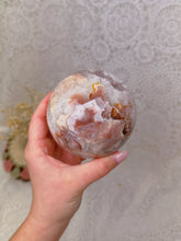 Load image into Gallery viewer, Flower agate &amp; pink amethyst sphere
