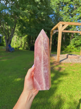Load image into Gallery viewer, Deep vibrant pink rose quartz tower *has a star/asterism*
