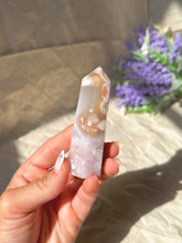 Load image into Gallery viewer, Flower agate with amethyst tower
