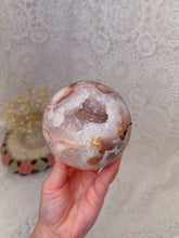 Load image into Gallery viewer, Flower agate &amp; pink amethyst sphere
