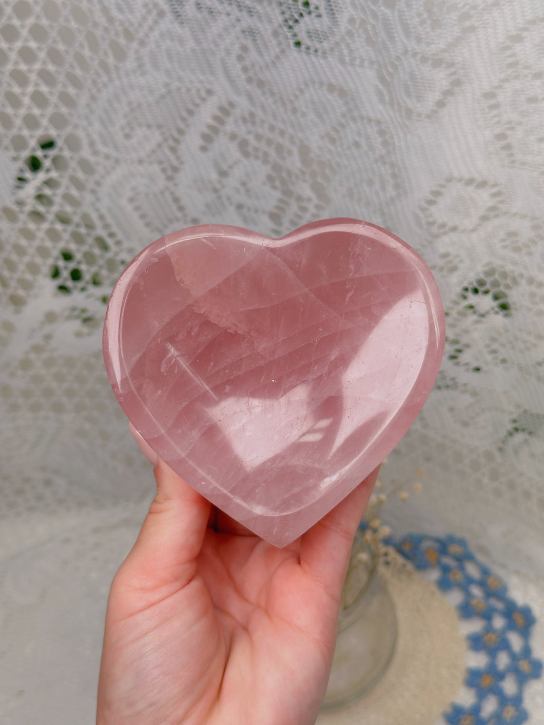 Rose quartz heart bowl