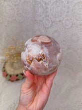 Load image into Gallery viewer, Flower agate &amp; pink amethyst sphere
