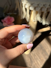 Load image into Gallery viewer, Blue chalcedony sphere
