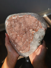 Load image into Gallery viewer, PINK druzy amethyst on a custom made stand
