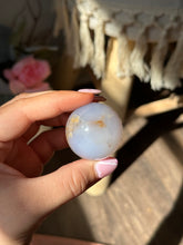 Load image into Gallery viewer, Blue chalcedony sphere
