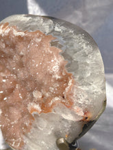 Load image into Gallery viewer, PINK druzy amethyst on a custom made stand
